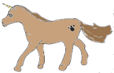 brown unicorn decorated with its golden horn